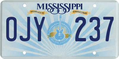 MS license plate OJY237