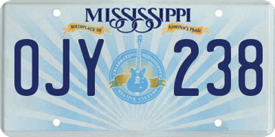MS license plate OJY238
