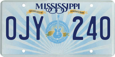 MS license plate OJY240