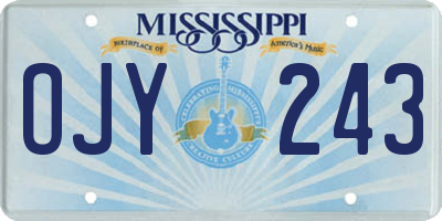 MS license plate OJY243