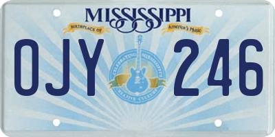 MS license plate OJY246