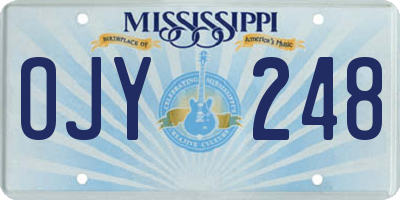 MS license plate OJY248