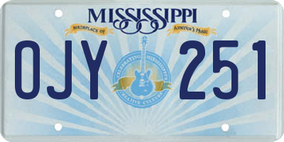 MS license plate OJY251