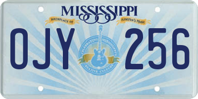 MS license plate OJY256