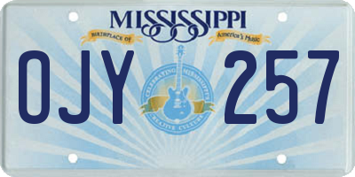 MS license plate OJY257