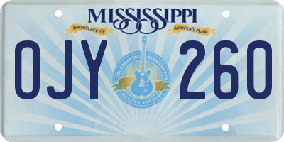 MS license plate OJY260