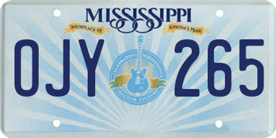MS license plate OJY265