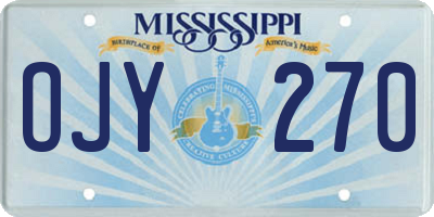 MS license plate OJY270