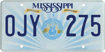 MS license plate OJY275