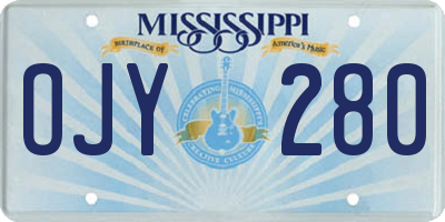 MS license plate OJY280