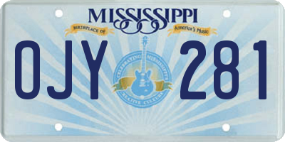 MS license plate OJY281