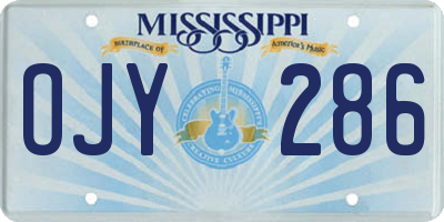 MS license plate OJY286