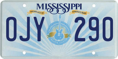 MS license plate OJY290
