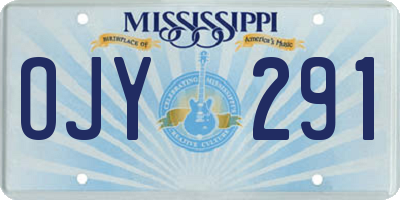 MS license plate OJY291