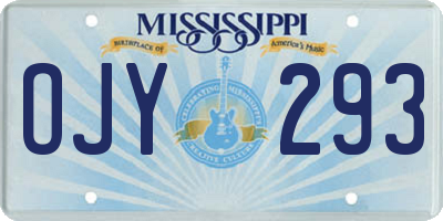 MS license plate OJY293