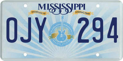 MS license plate OJY294