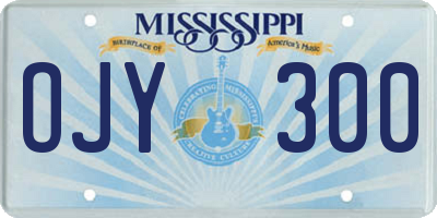 MS license plate OJY300