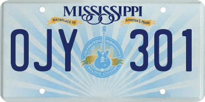 MS license plate OJY301