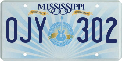 MS license plate OJY302