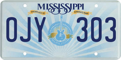 MS license plate OJY303