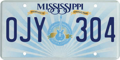 MS license plate OJY304