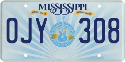 MS license plate OJY308