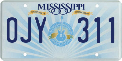 MS license plate OJY311