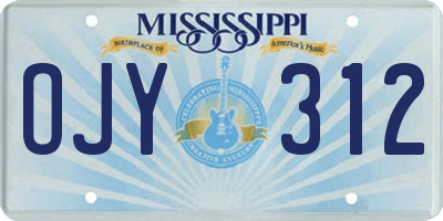 MS license plate OJY312