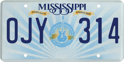 MS license plate OJY314