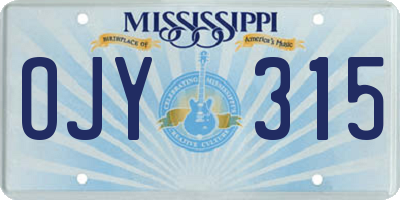 MS license plate OJY315