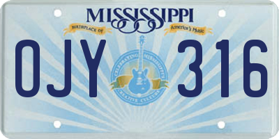 MS license plate OJY316