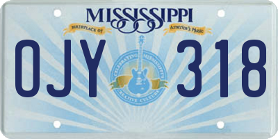 MS license plate OJY318