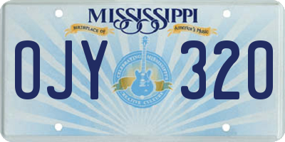 MS license plate OJY320