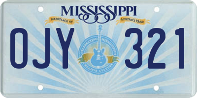 MS license plate OJY321