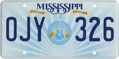 MS license plate OJY326