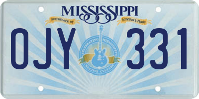 MS license plate OJY331