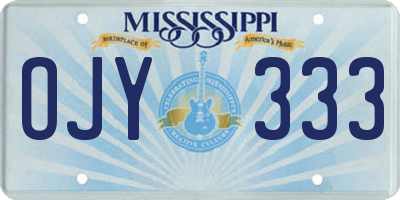 MS license plate OJY333