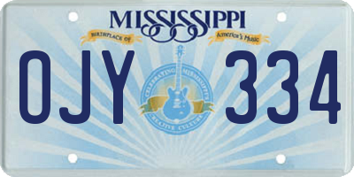 MS license plate OJY334