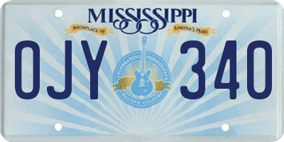 MS license plate OJY340