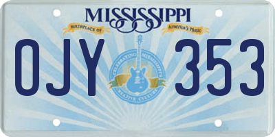 MS license plate OJY353