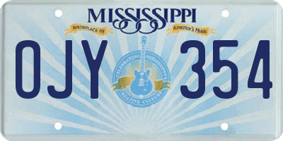 MS license plate OJY354
