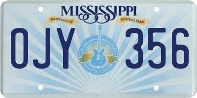 MS license plate OJY356