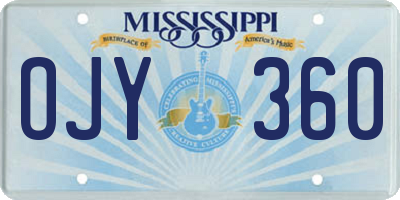 MS license plate OJY360