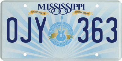 MS license plate OJY363