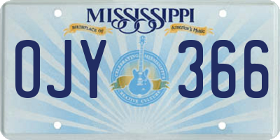 MS license plate OJY366