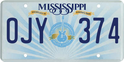 MS license plate OJY374