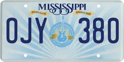 MS license plate OJY380