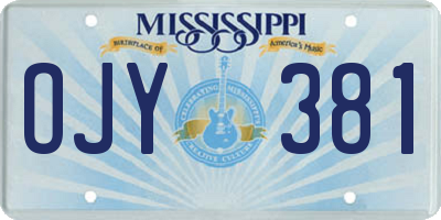 MS license plate OJY381