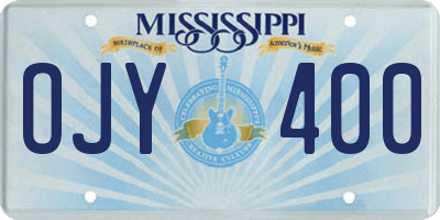 MS license plate OJY400