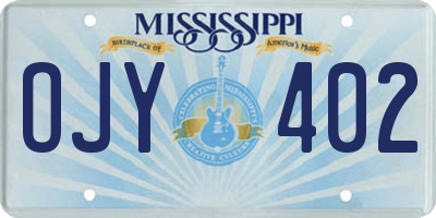 MS license plate OJY402
